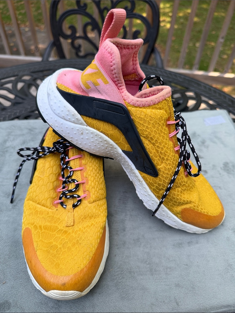 Nike Women’s Yellow and Pink Knit Athletic Sneakers
